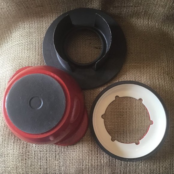 Cast Iron Enamel Fondue Set with Cast Iron Stand - Picture 9 of 12